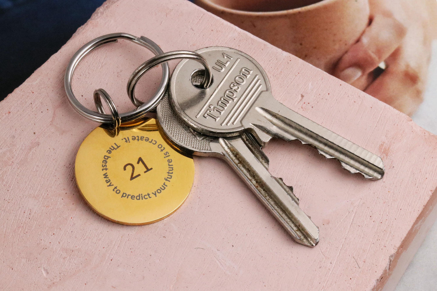 Custom Initials Keyring, Gold Stainless Steel Keyring, LaserMonogram Tag , Personalised Letter Keychain, 21st Gift for Her, Graduation Gift