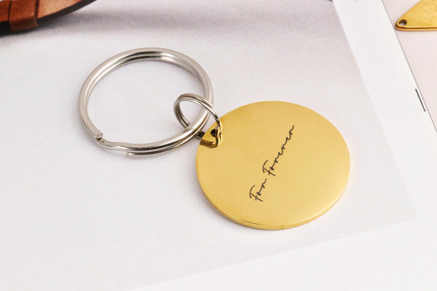 Custom Initials Keyring, Gold Stainless Steel Keyring, LaserMonogram Tag , Personalised Letter Keychain, 21st Gift for Her, Graduation Gift