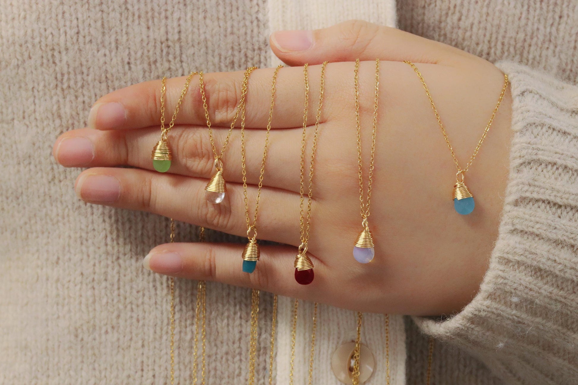 December Birthstone Necklace Swarovski Crystal Turquoise Crystal Pendant, Gold Raw Crystal Pendant, Real Energy Stone Birthday Gift for Her