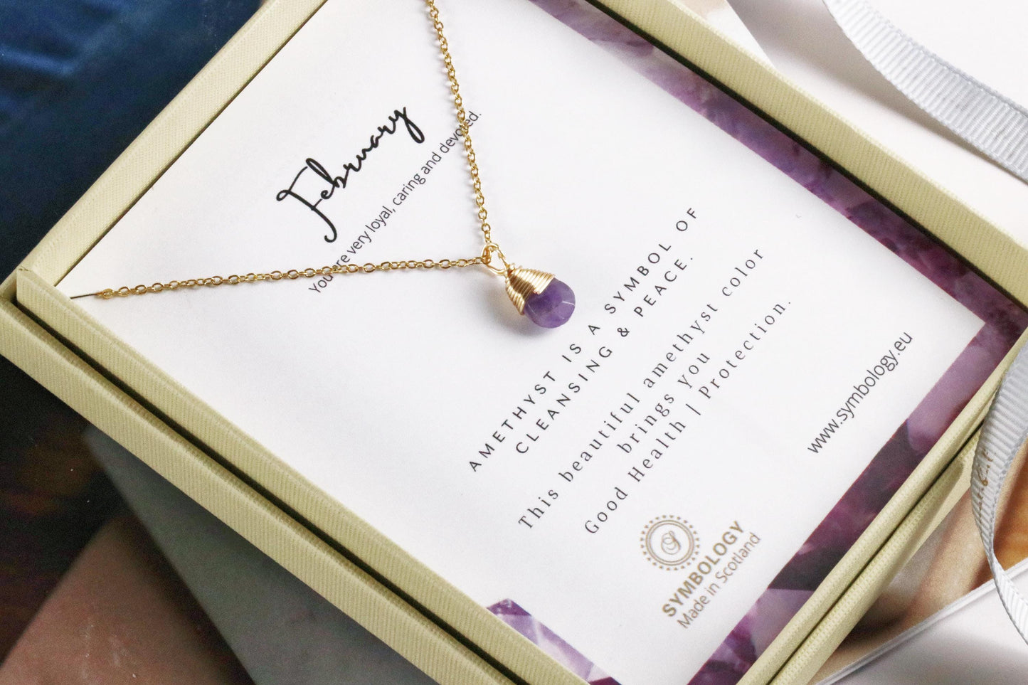 Feburary Birthstone Necklace, Swarovski Crystal Amethyst Crystal Pendant, Gold Raw Purple Stone Pendant, Healing Stone Birthday Gift for Her