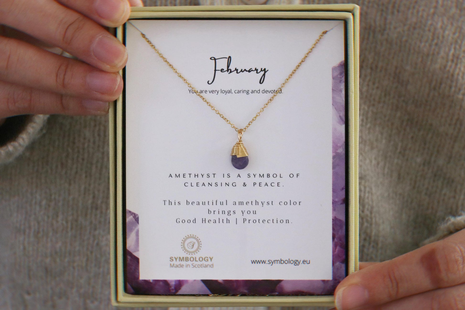 Feburary Birthstone Necklace, Swarovski Crystal Amethyst Crystal Pendant, Gold Raw Purple Stone Pendant, Healing Stone Birthday Gift for Her