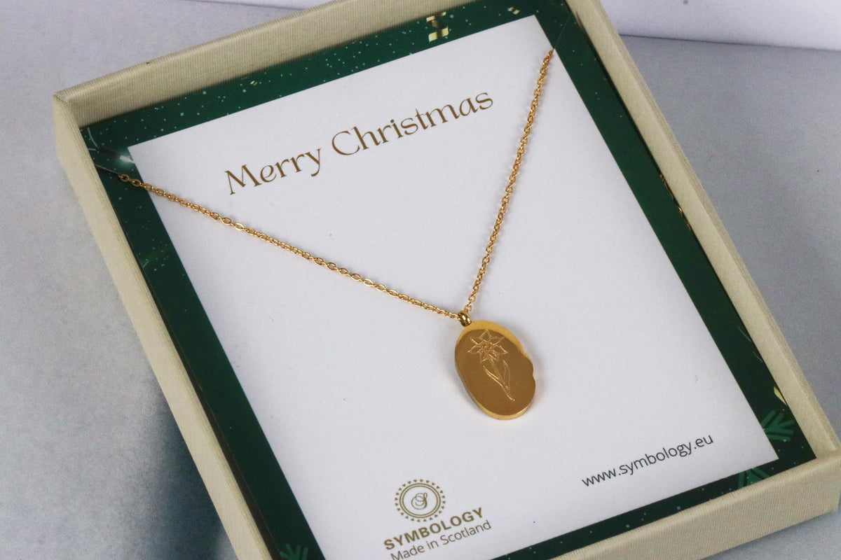 Gold Oval Birth Flower Personalised Necklace, Lily Flowers Necklace, Engraving Number Jewelry, Gold Floral Necklace, Birthday Gift for Her