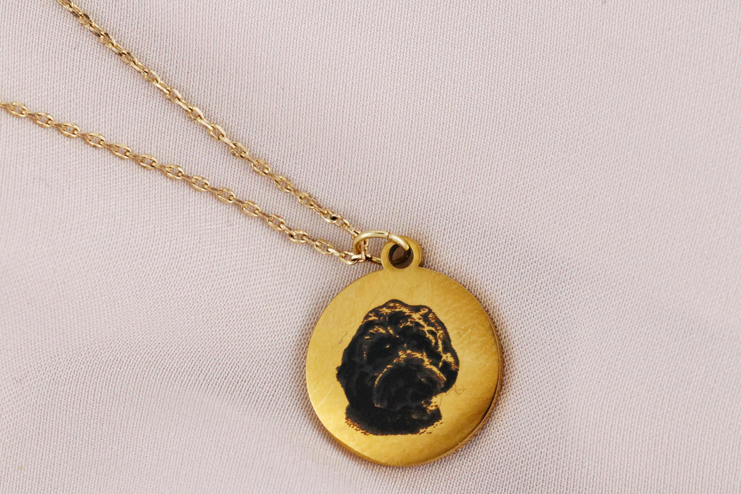 Gold Custom Pet Portrait Name Necklace, Dog Photo Necklace, Engraved Cat Necklace, Silver Pet Memorial Necklace, Gift for Cat Dog Mum
