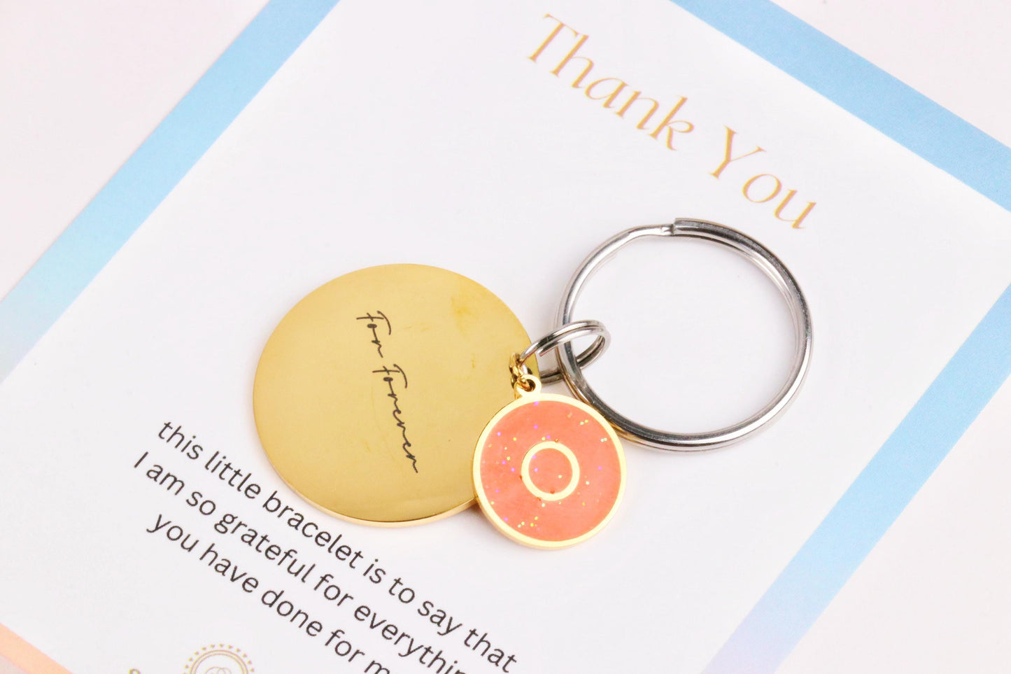 Custom Initials Keyring, Gold Stainless Steel Keyring, LaserMonogram Tag , Personalised Letter Keychain, 21st Gift for Her, Graduation Gift