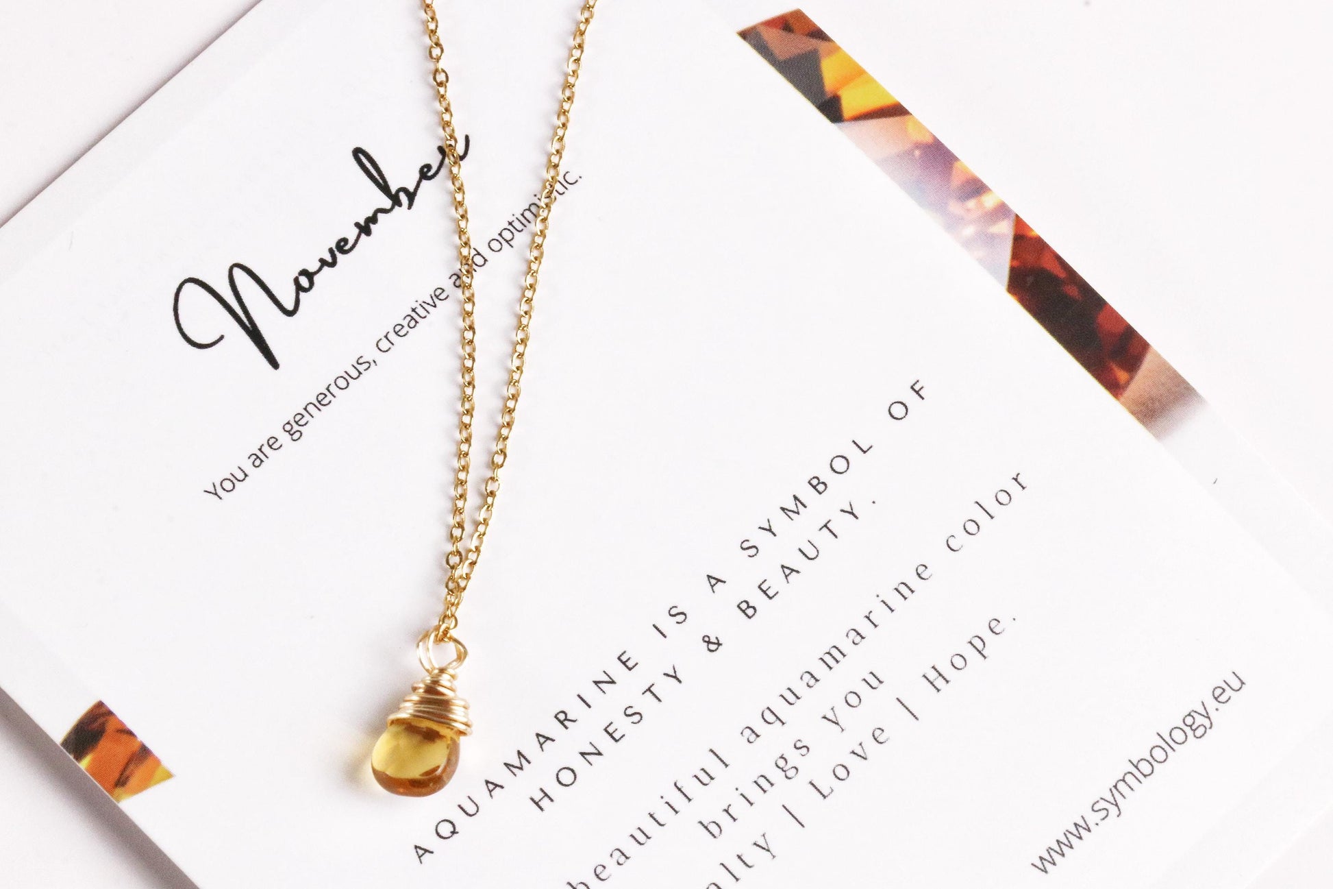 November Birthstone Necklace Swarovski Crystal Topaz Crystal Pendant, Gold Raw Crystal Pendant, Genuine Energy Stone Birthday Gift for Her