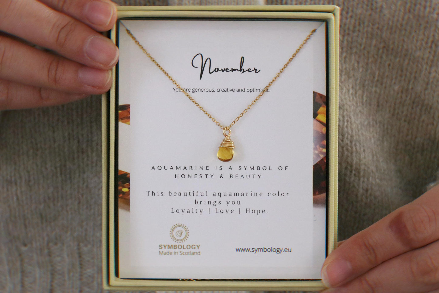 November Birthstone Necklace Swarovski Crystal Topaz Crystal Pendant, Gold Raw Crystal Pendant, Genuine Energy Stone Birthday Gift for Her