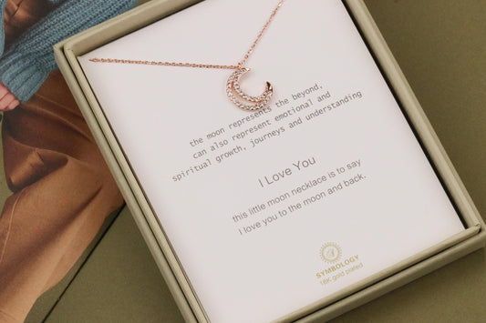 Crystal Moon Necklace, Gold Pave Dainty Necklace, Gold Diamond Necklace, Gold Minimalist Jewellery, Birthday Custom Love You Gift for Her