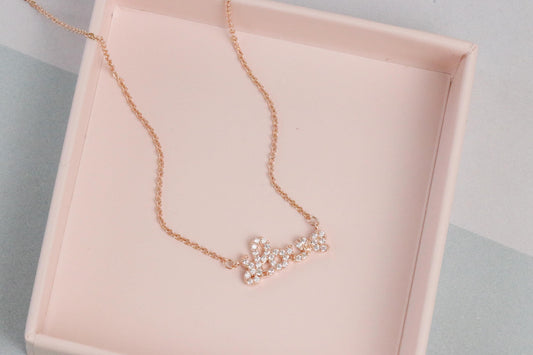 Love Letter Necklace, Rose Gold Necklace, Gift for Mum, Birthday Day Gift for Her, Personalized Girl Wife Gift for Her, Girlfriend Necklace