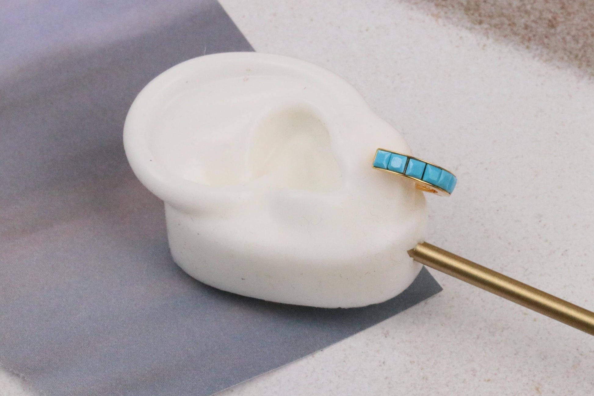 December Birthstone Jewellery: Gold Turquoise Crystal Hoop Earrings, Minimalist Jewellery for Woman