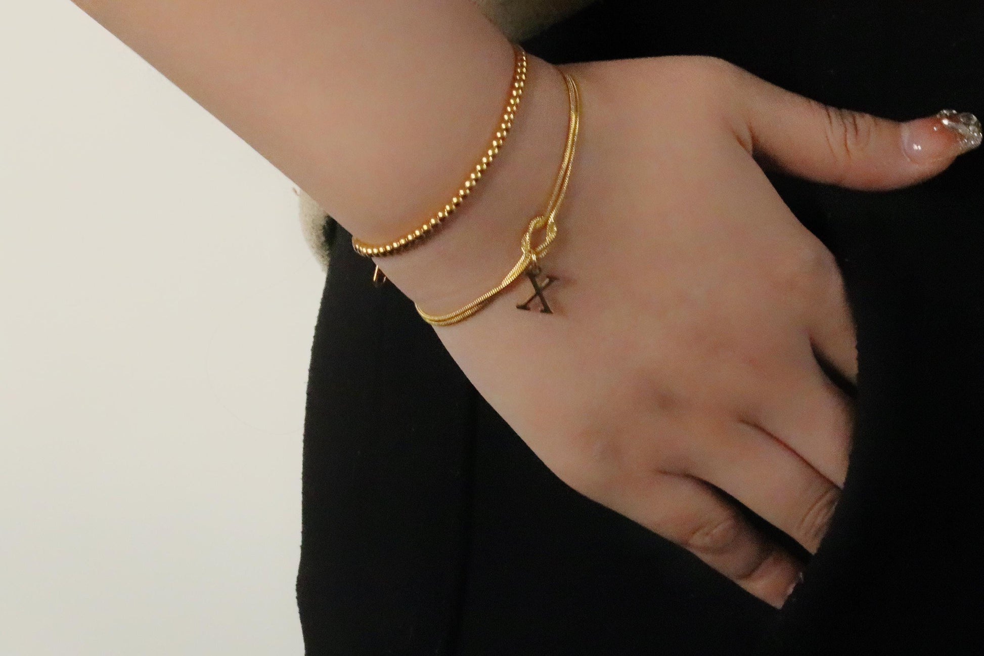 18K Gold Knot Custom Bracelet, Stainless Steel Couples Snake Chain Bracelet, Friendship Bracelet, Initial Bracelet Mother's Day Gift for Her