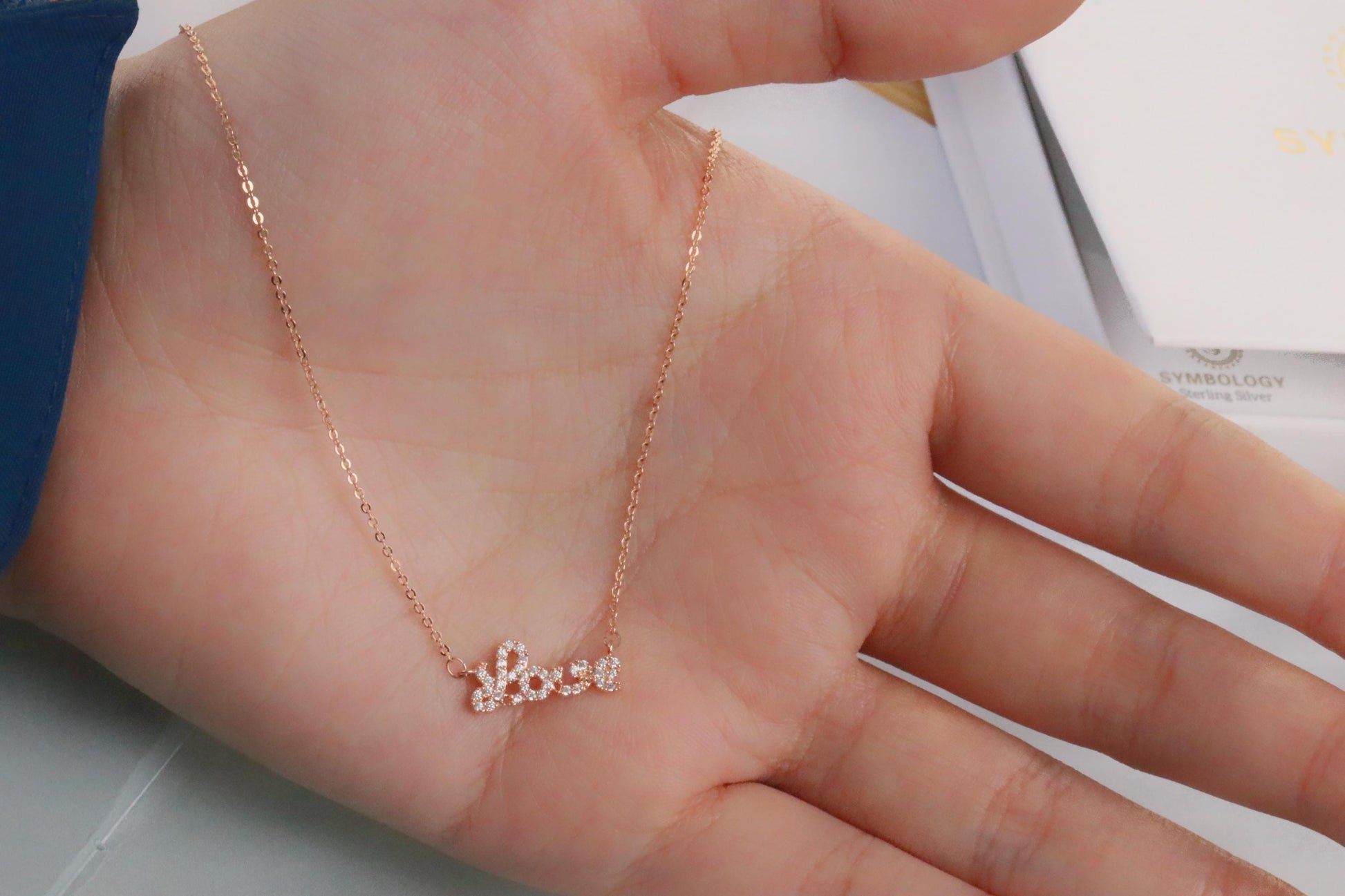 Love Letter Necklace, Rose Gold Necklace, Gift for Mum, Birthday Day Gift for Her, Personalized Girl Wife Gift for Her, Girlfriend Necklace