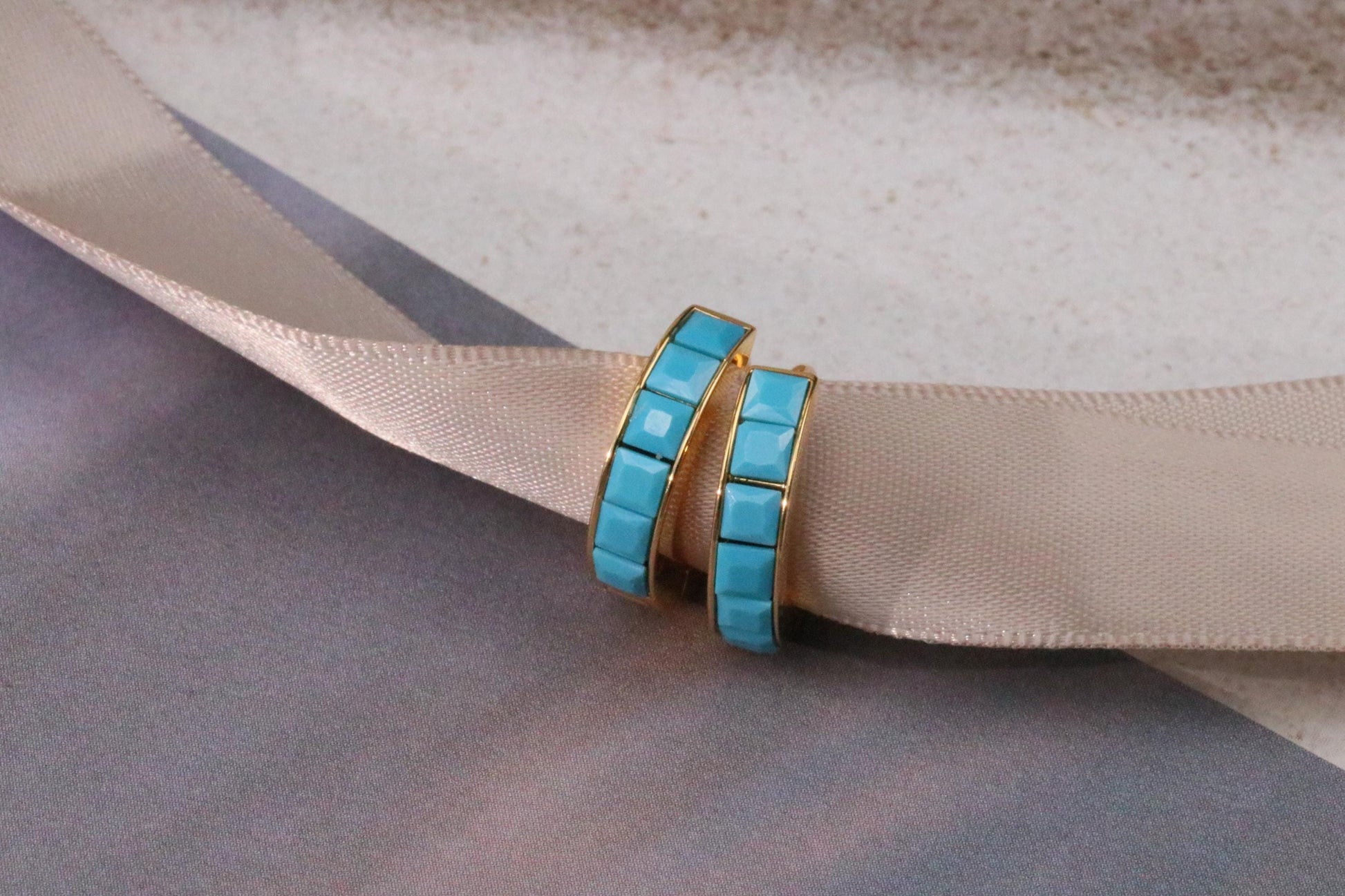 December Birthstone Hoop Earrings , Swarovski Crystal Turquoise Crystal Hoops, Gold Huggies hoops, Birthday Gift for Her, Mother's Day Gift