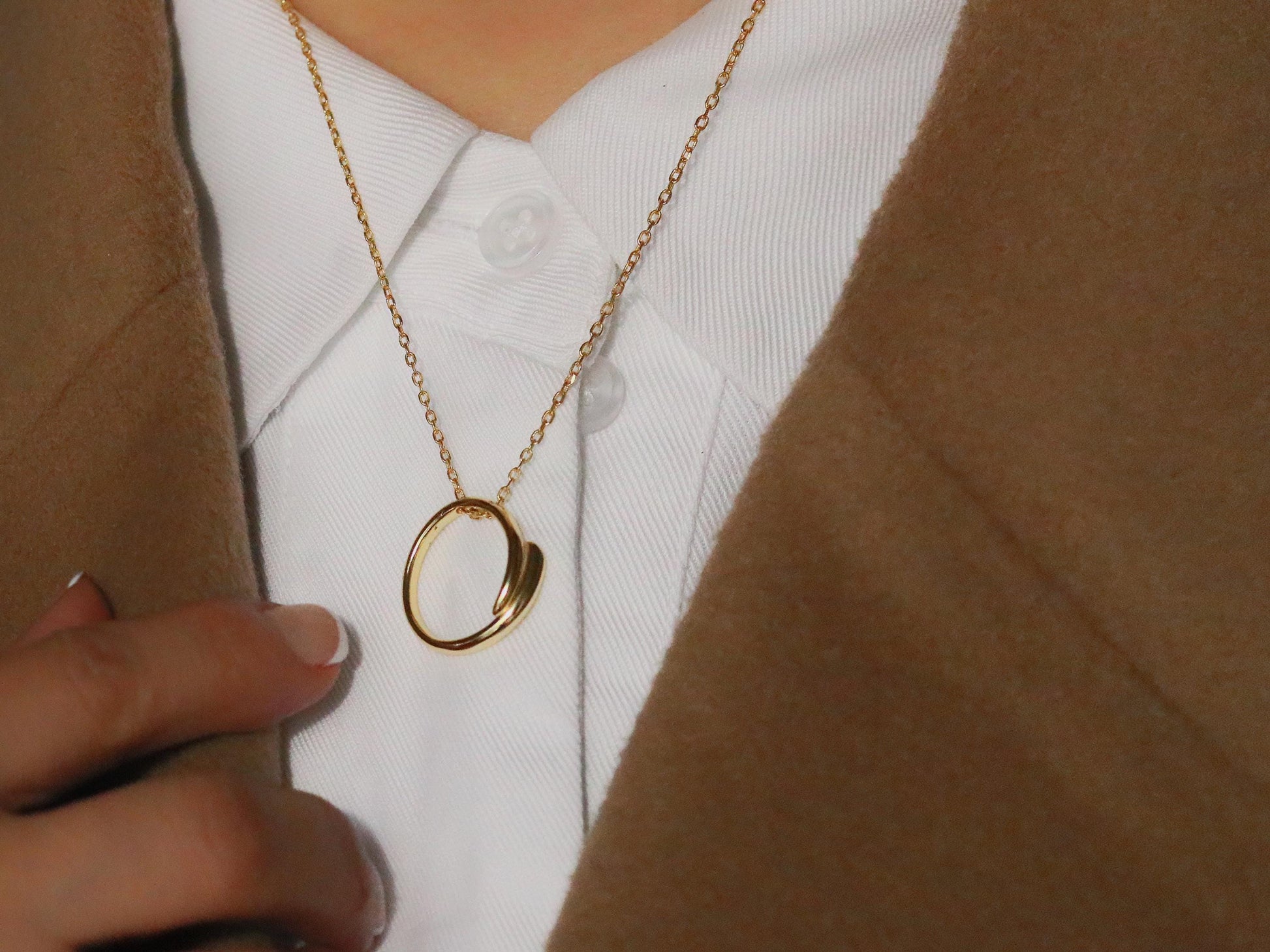 Gold Vermeil Circle Necklace, Sterling Silver Minimalist Necklace, Birthday Gift for Her, Mum & Daughter Gift for Mother's Day, Personalised