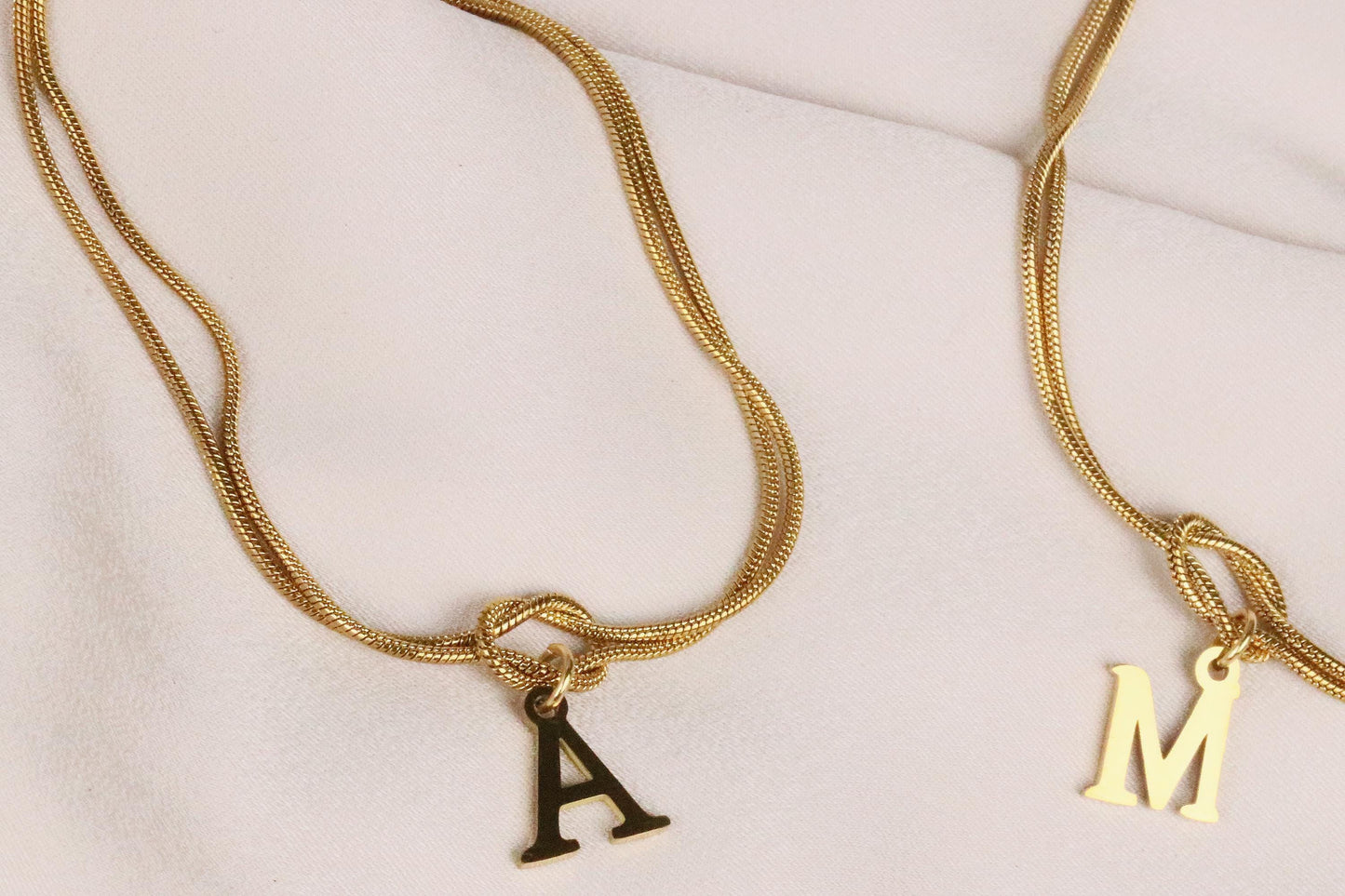 18K Gold Knot Custom Bracelet, Stainless Steel Couples Snake Chain Bracelet, Friendship Bracelet, Initial Bracelet Mother's Day Gift for Her