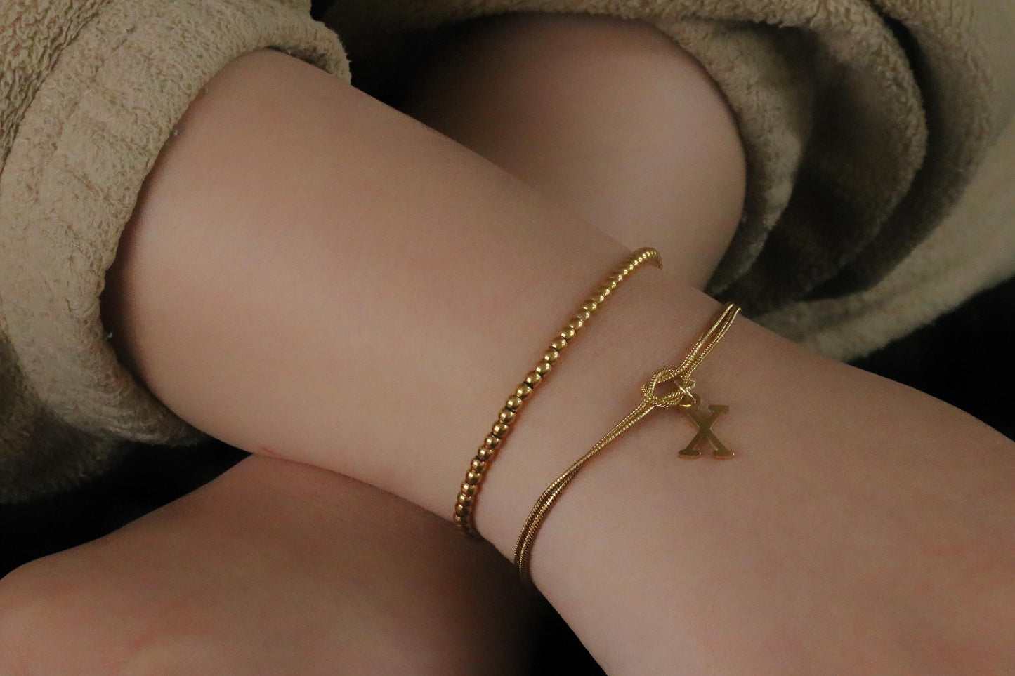 18K Gold Knot Custom Bracelet, Stainless Steel Couples Snake Chain Bracelet, Friendship Bracelet, Initial Bracelet Mother's Day Gift for Her