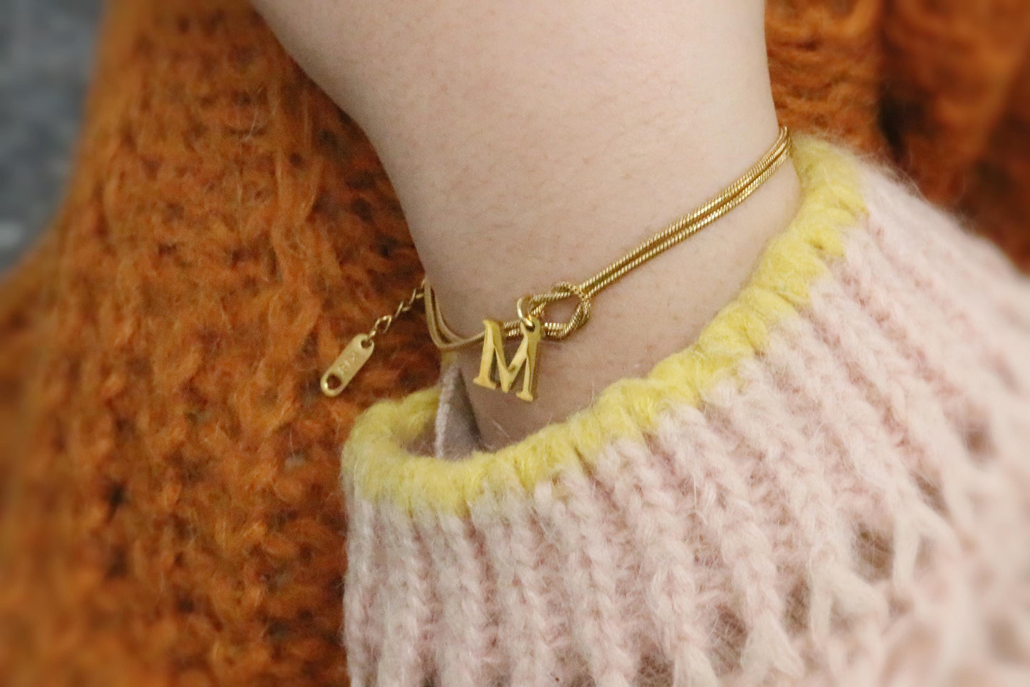 18K Gold Knot Custom Bracelet, Stainless Steel Couples Snake Chain Bracelet, Friendship Bracelet, Initial Bracelet Mother's Day Gift for Her