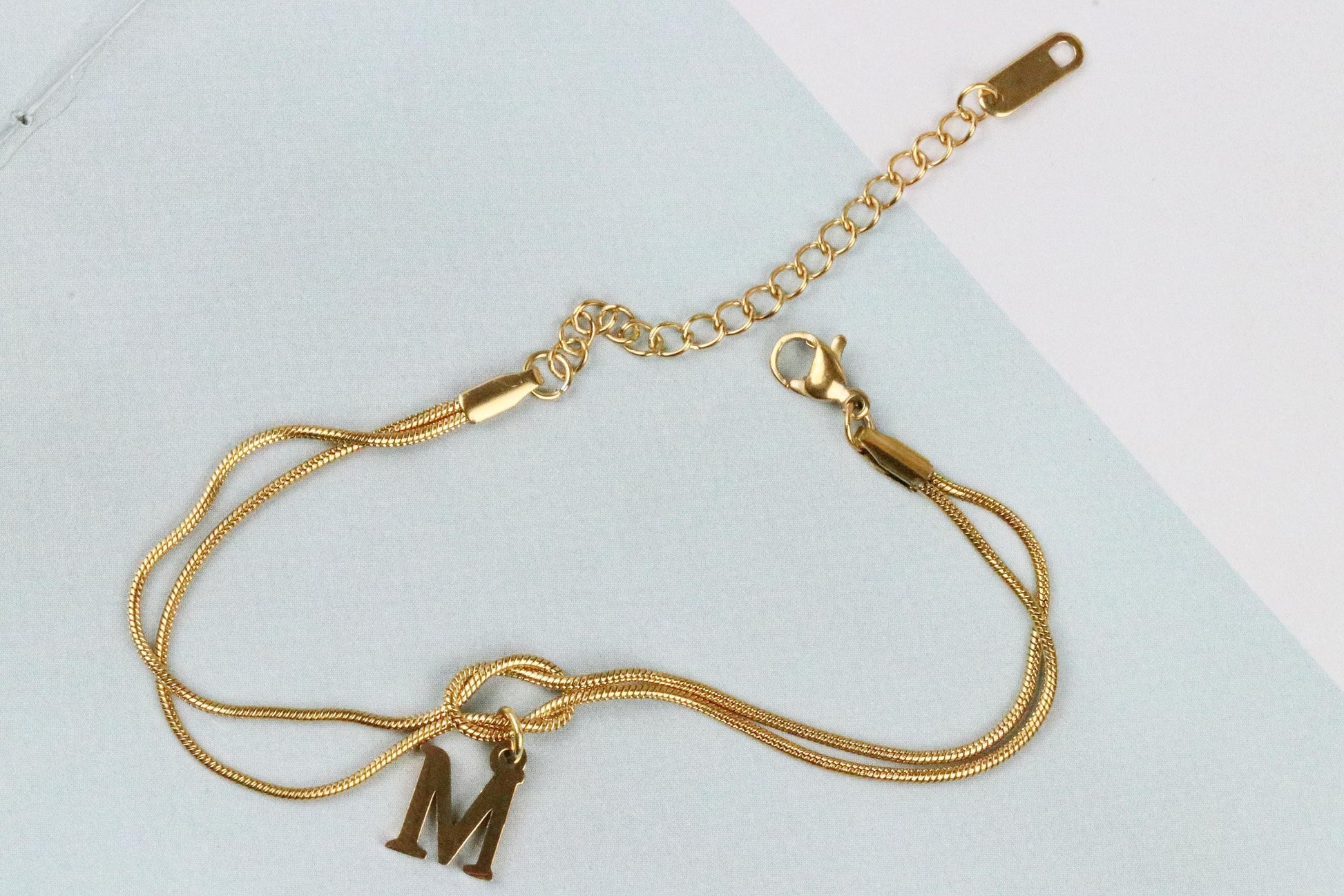 18K Gold Knot Custom Bracelet, Stainless Steel Couples Snake Chain Bracelet, Friendship Bracelet, Initial Bracelet Mother's Day Gift for Her