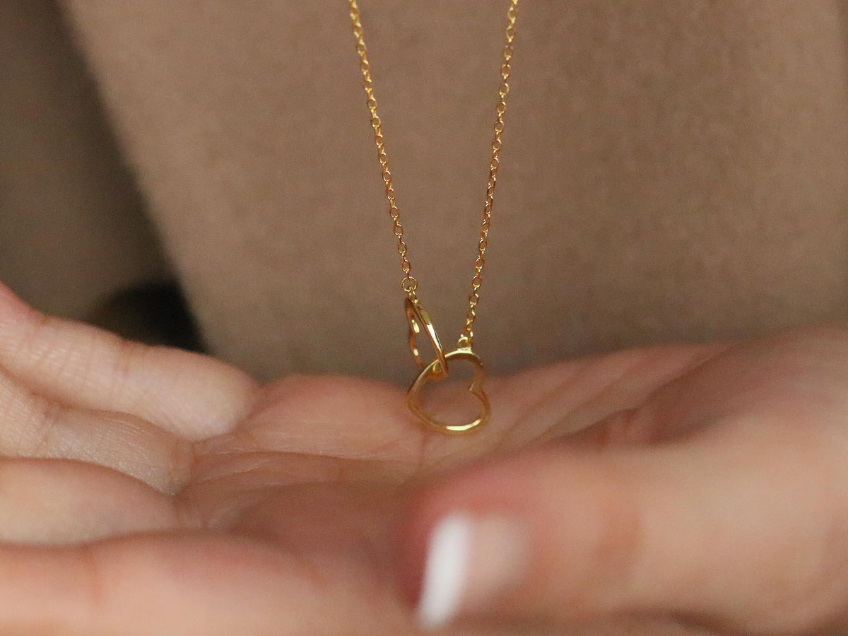 Personalised Mother's Day Gift | Gold Interlocking Hearts Necklace | Best Mum Gift | Custom Photo Necklace | Mother’s Day Gift Daughter Son