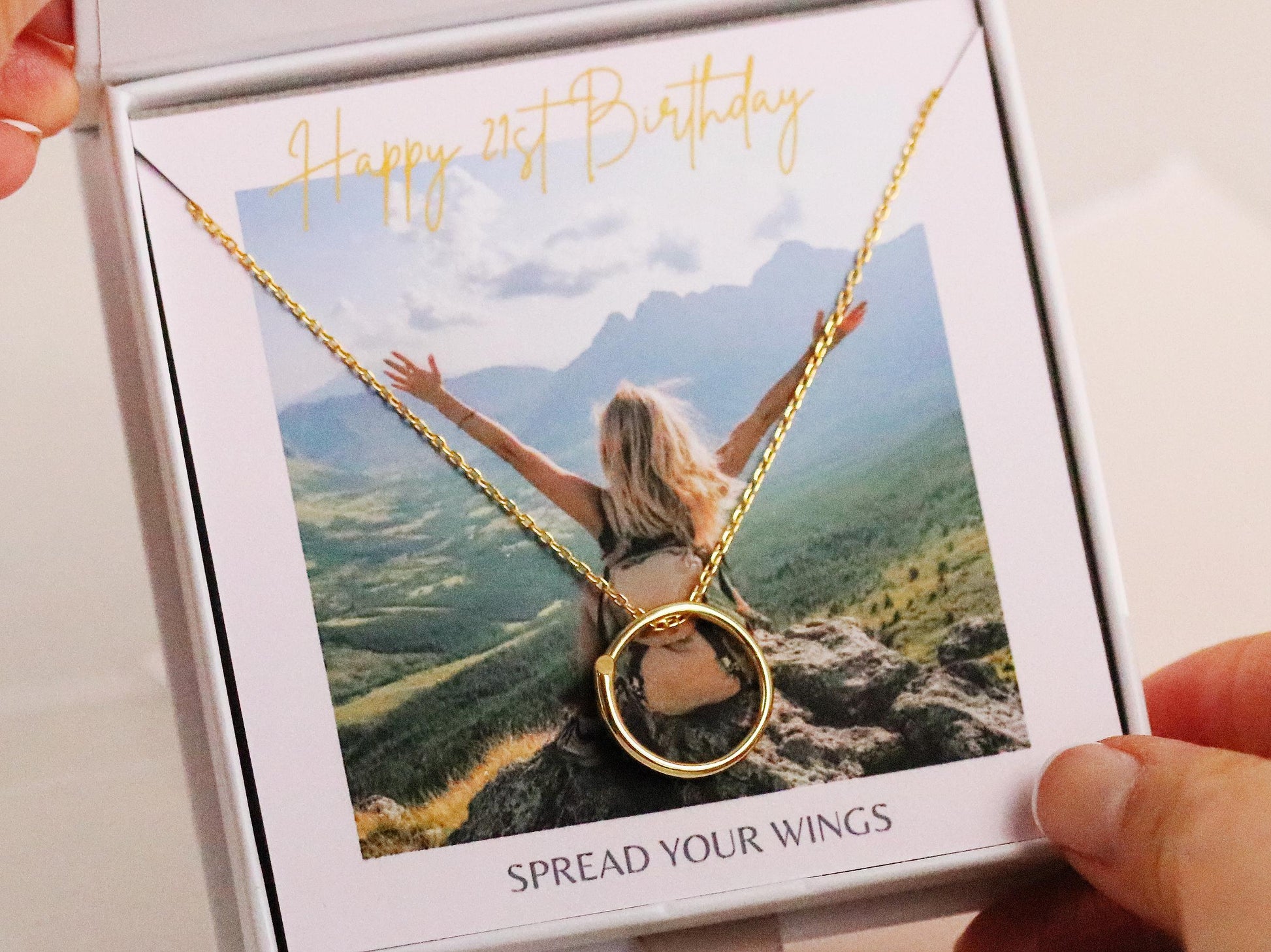 21st Birthday Gift for Her | Gold Vermeil Circle Necklace | Meaningful Birthday Jewelry | Gift for Mum & Daughter, Best Friend, Sister, Mom