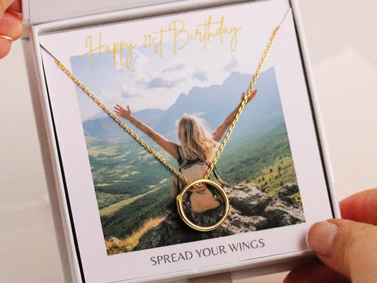 21st Birthday Gift for Her | Gold Vermeil Circle Necklace | Meaningful Birthday Jewelry | Gift for Mum & Daughter, Best Friend, Sister, Mom