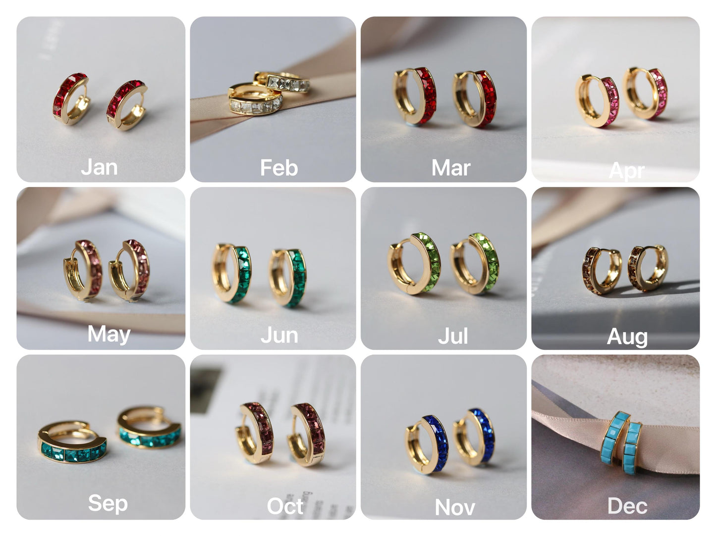 January Birthstone Huggies: Garnet Swarovski Crystal Gold Hoop Earrings, Burgundy CZ Hoops