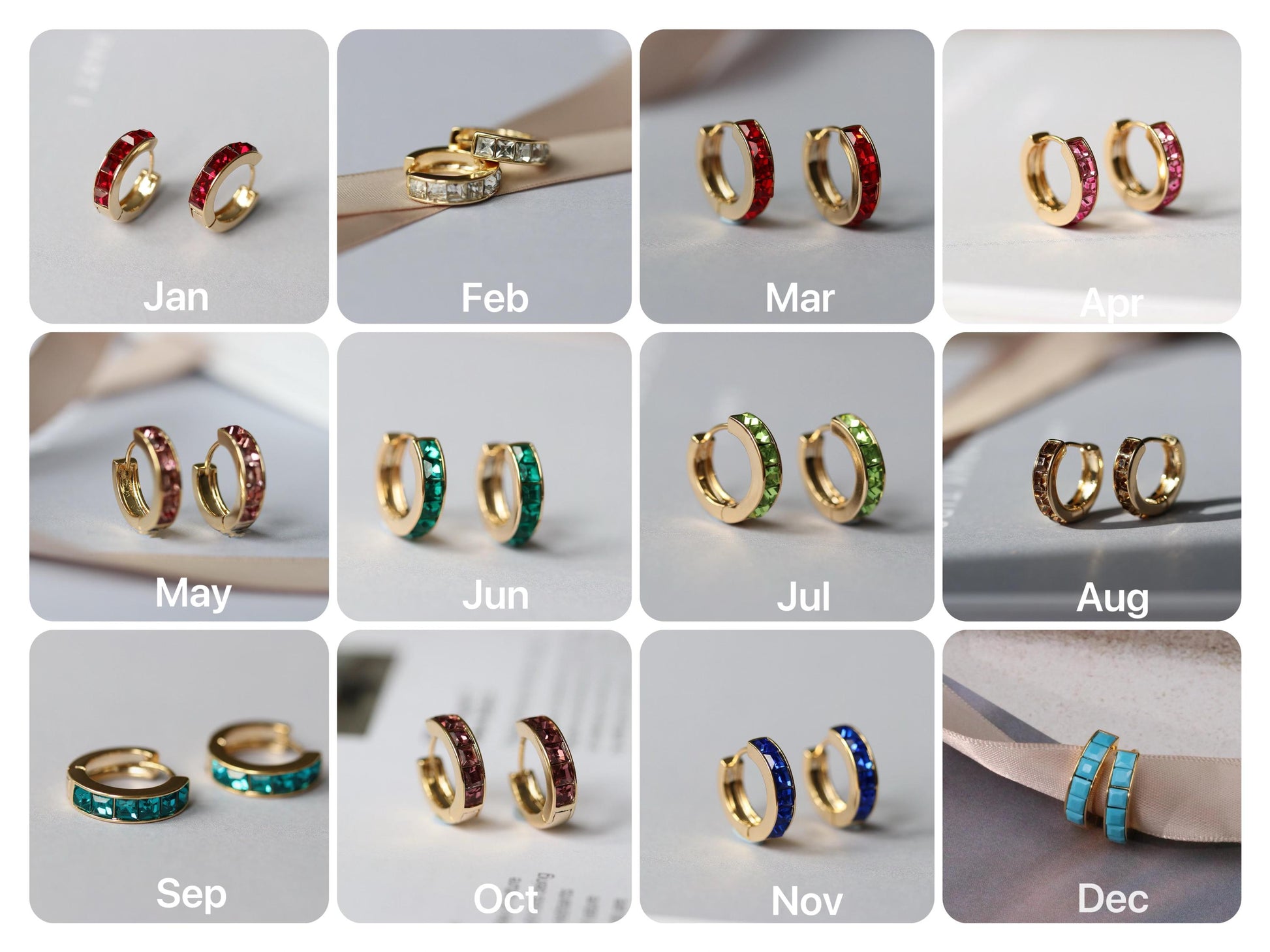 January Birthstone Huggies: Garnet Swarovski Crystal Gold Hoop Earrings, Burgundy CZ Hoops