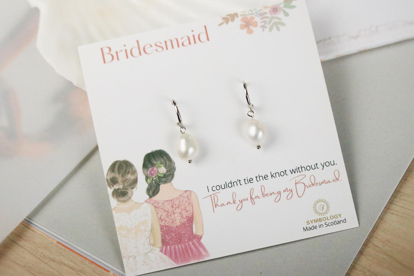 Bridesmaid Proposal Gift | Genuine Freshwater Pearl Earrings | Personalised Bridesmaid Accessories | Wedding Proposal box | Bridal Jewellery