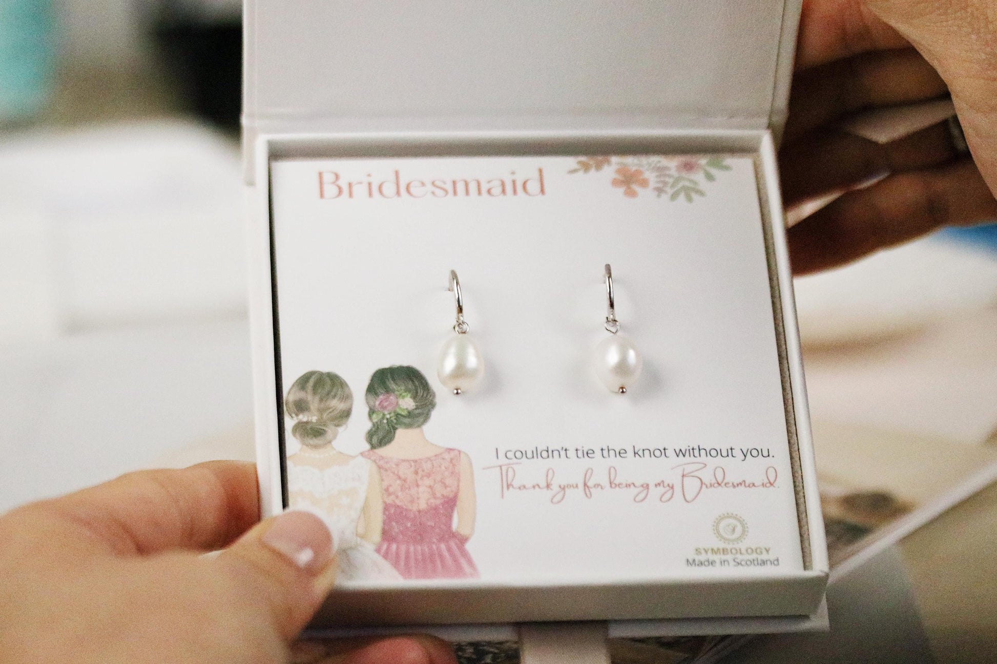 Bridesmaid Proposal Gift | Genuine Freshwater Pearl Earrings | Personalised Bridesmaid Accessories | Wedding Proposal box | Bridal Jewellery