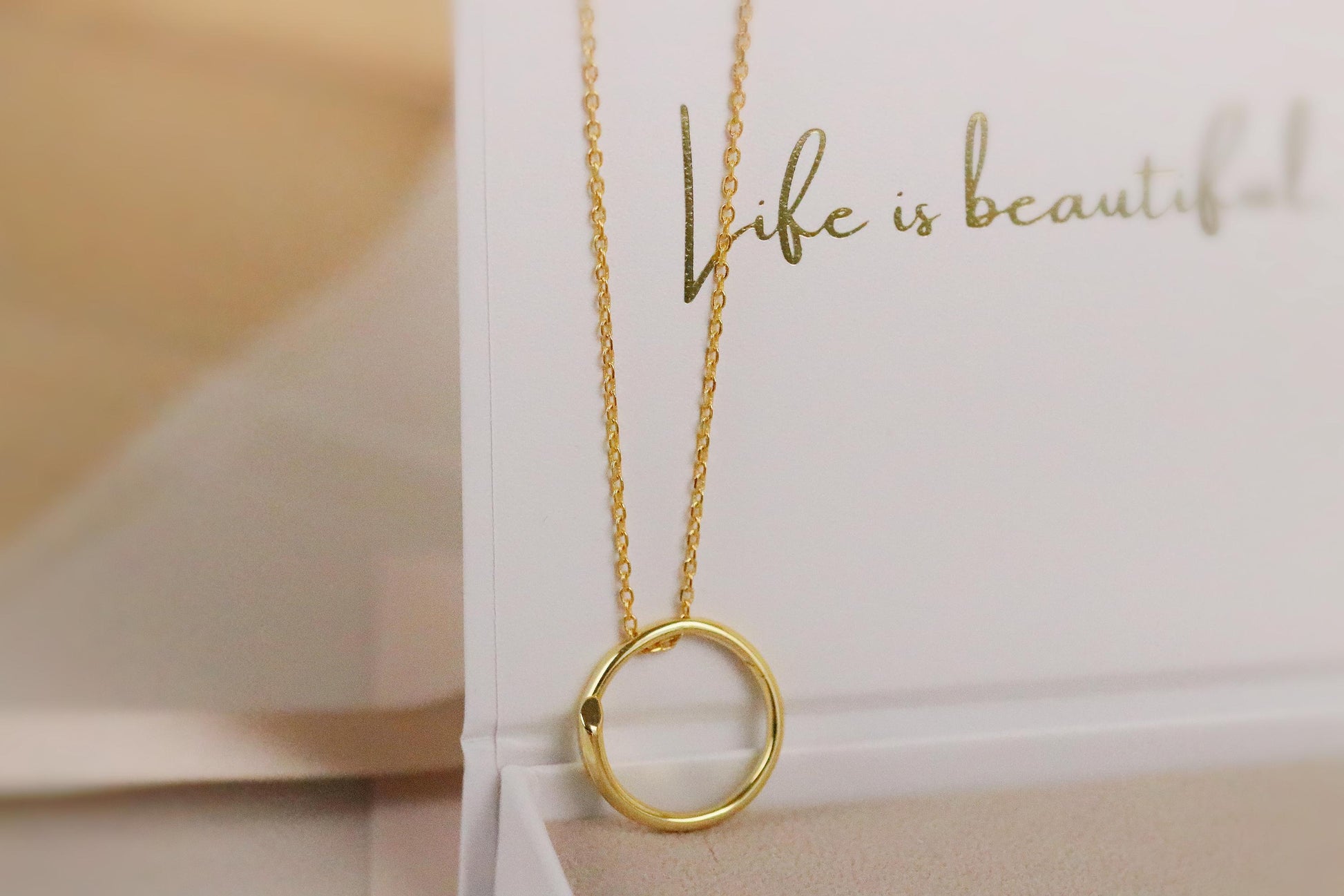 Gold Vermeil Circle Necklace, Sterling Silver Minimalist Necklace, Birthday Gift for Her, Mum & Daughter Gift for Mother's Day, Personalised