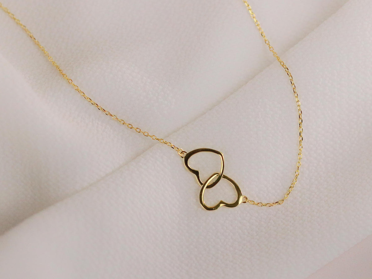 Personalised Mother's Day Gift | Gold Interlocking Hearts Necklace | Best Mum Gift | Custom Photo Necklace | Mother’s Day Gift Daughter Son
