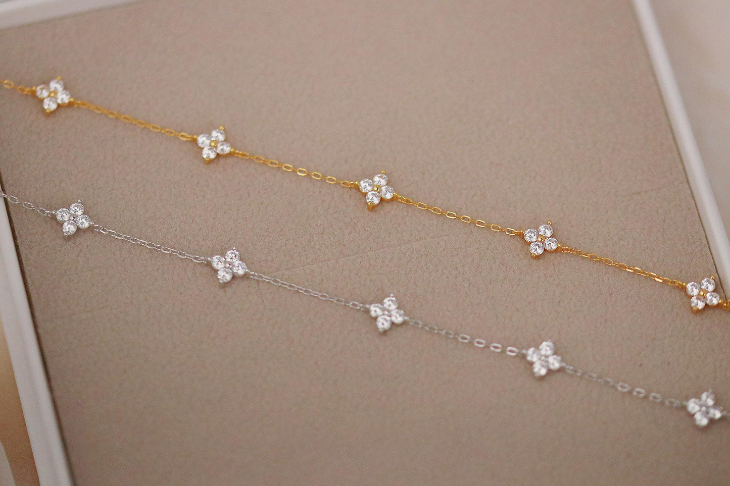 30th Birthday Gift for Her, Sterling Silver Necklace, Dainty Stacking Necklace, Minimalist Necklace for Women, Four Leaf Clover Necklace
