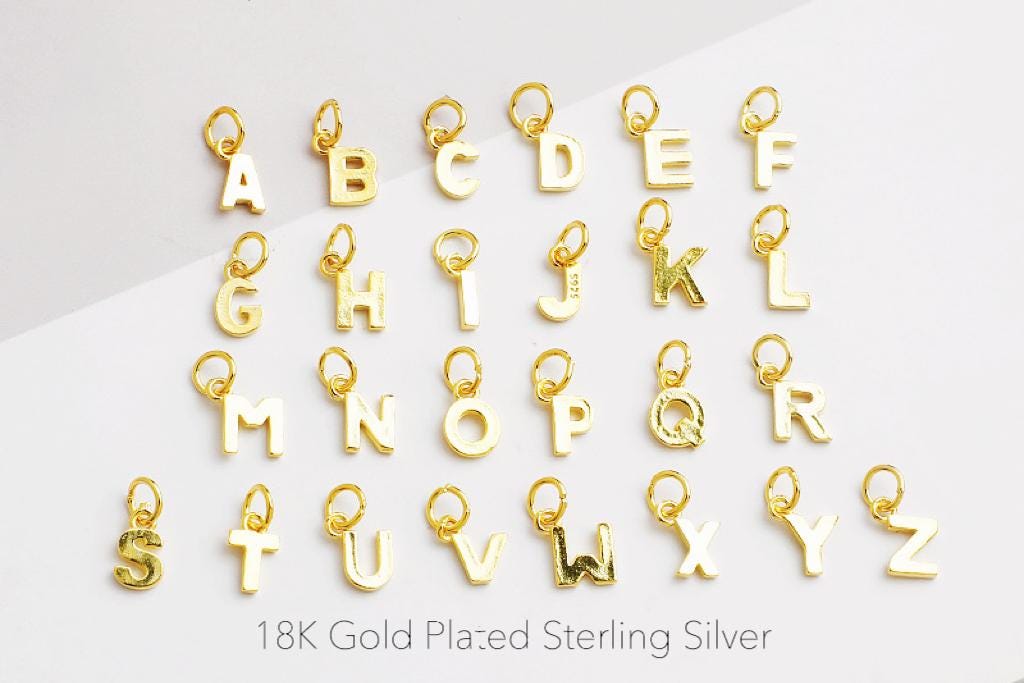 Gold Vermeil Initial Letter Charm, Add On Alphabet Charm, Personalised Charm, Handmade Jewellery Parts, Sterling Silver DIY Jewelry Supplies