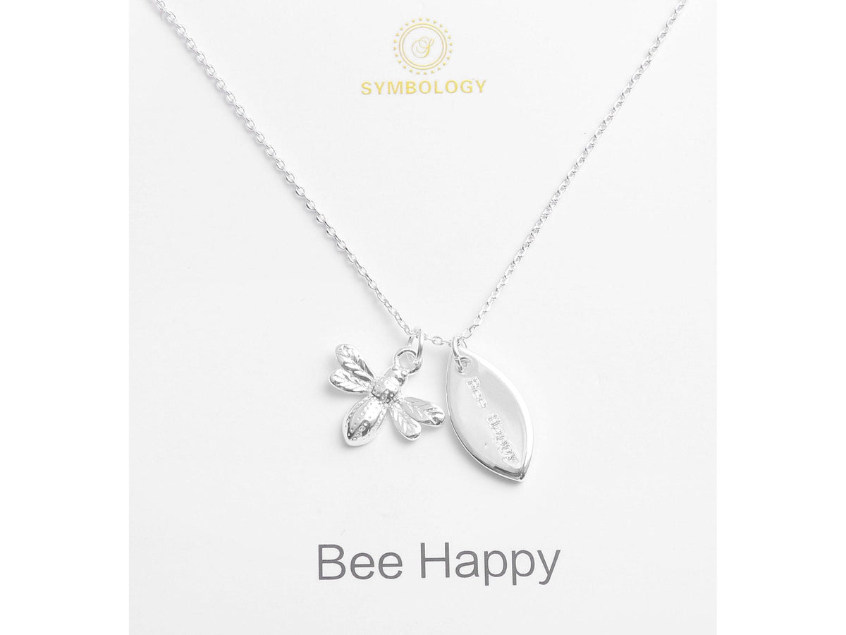 Silver Bee Charm Necklace: Personalized Initial & Birthstone Pendant