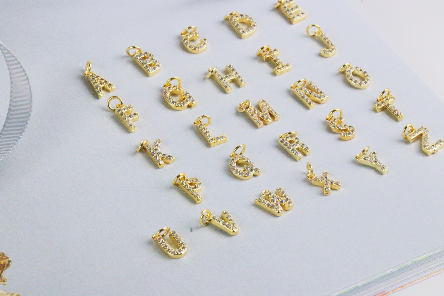 Gold Filled Initial Letter Charm, Add On Alphabet Charm, Personalised Charm, Waterproof Jewellery Parts, Gold Crystal Jewellery Supplies,