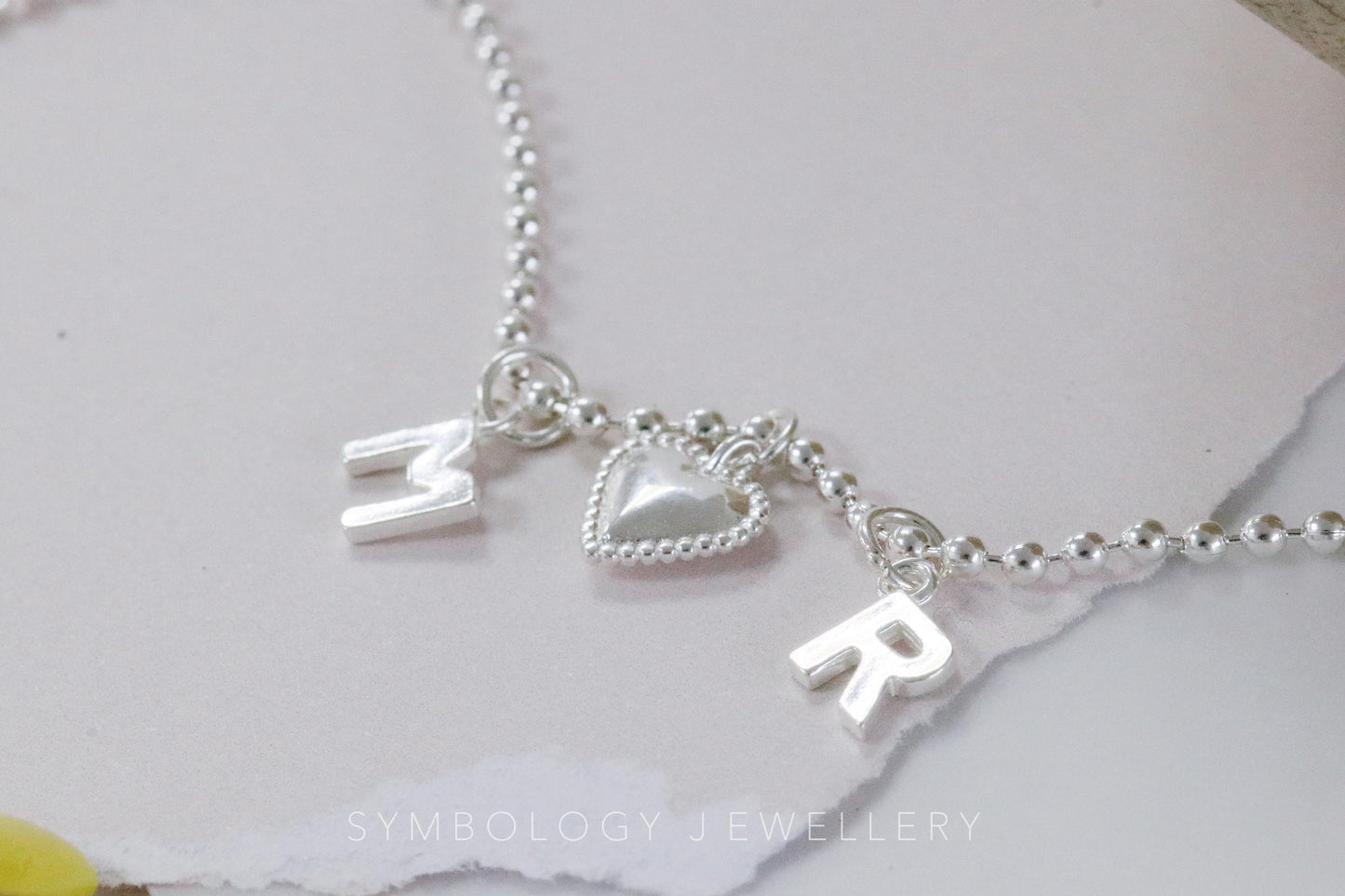 Couple Personalised Bracelet, 925 Silver Initial Bracelet, Solid Silver Beaded Letter Bracelet, Custom Minimalist Bracelet, Gift for Her
