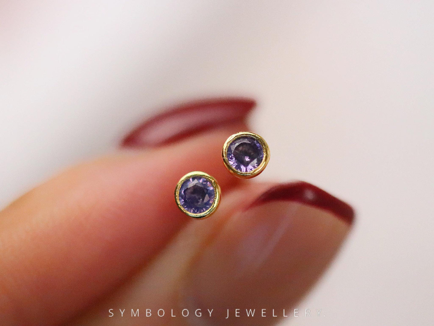 June Birthstone Hoop Earrings, Chunky Gold Hoop Earrings, Mother's Day Gift for Her, Minimalist Huggies Earrings, Custom Jewellery for Woman