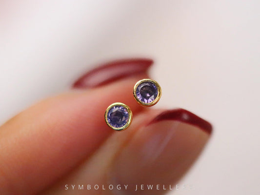 June Birthstone Hoop Earrings, Chunky Gold Hoop Earrings, Mother's Day Gift for Her, Minimalist Huggies Earrings, Custom Jewellery for Woman