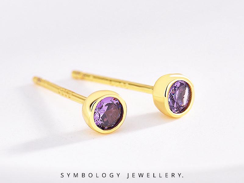 June Birthstone Hoop Earrings, Chunky Gold Hoop Earrings, Mother's Day Gift for Her, Minimalist Huggies Earrings, Custom Jewellery for Woman