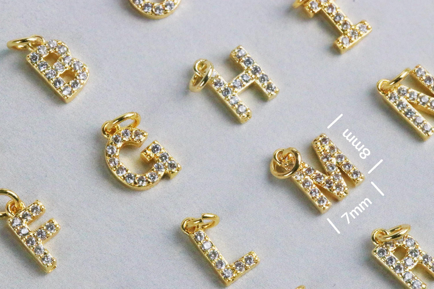 Gold Filled Initial Letter Charm, Add On Alphabet Charm, Personalised Charm, Waterproof Jewellery Parts, Gold Crystal Jewellery Supplies,