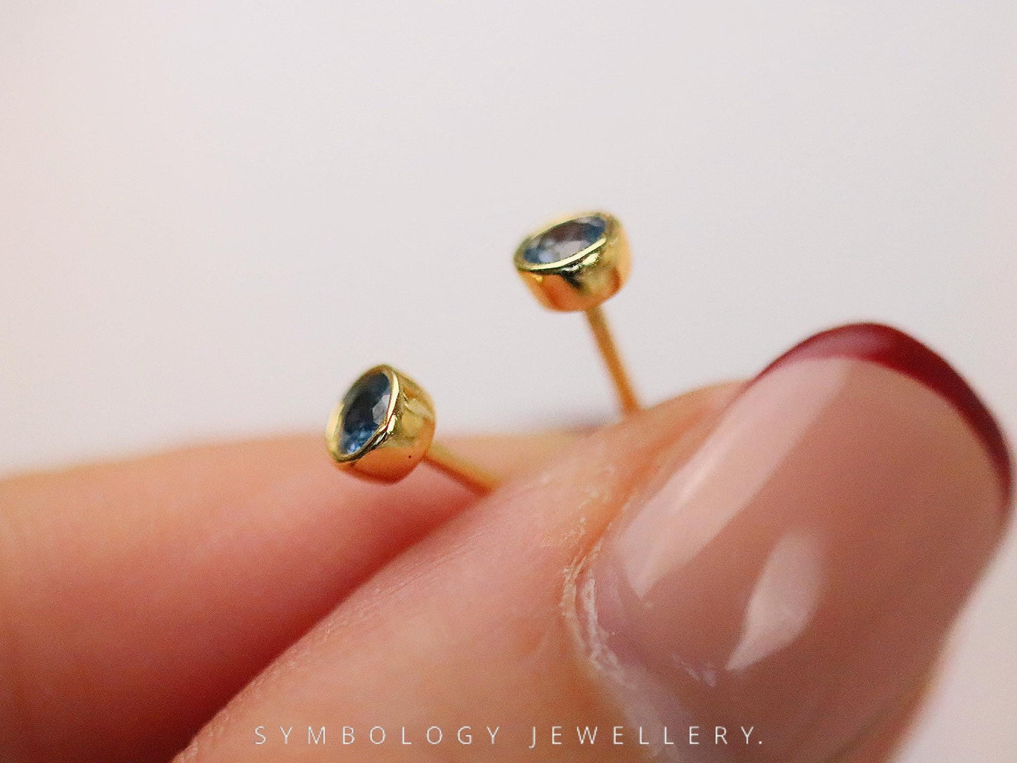 March Birthstone Earrings, 925 Silver Studs Earrings, Birthday Day Gift for Her, Minimalist Children's Earrings, Custom Jewellery for Women