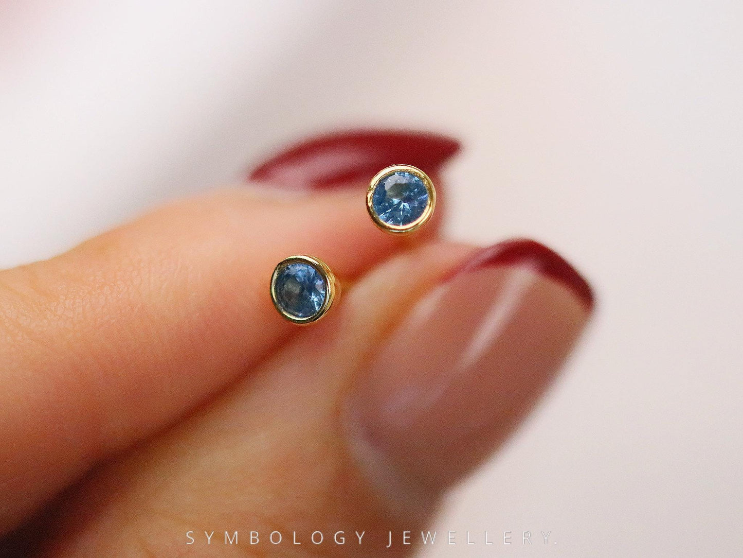 March Birthstone Earrings, 925 Silver Studs Earrings, Birthday Day Gift for Her, Minimalist Children's Earrings, Custom Jewellery for Women