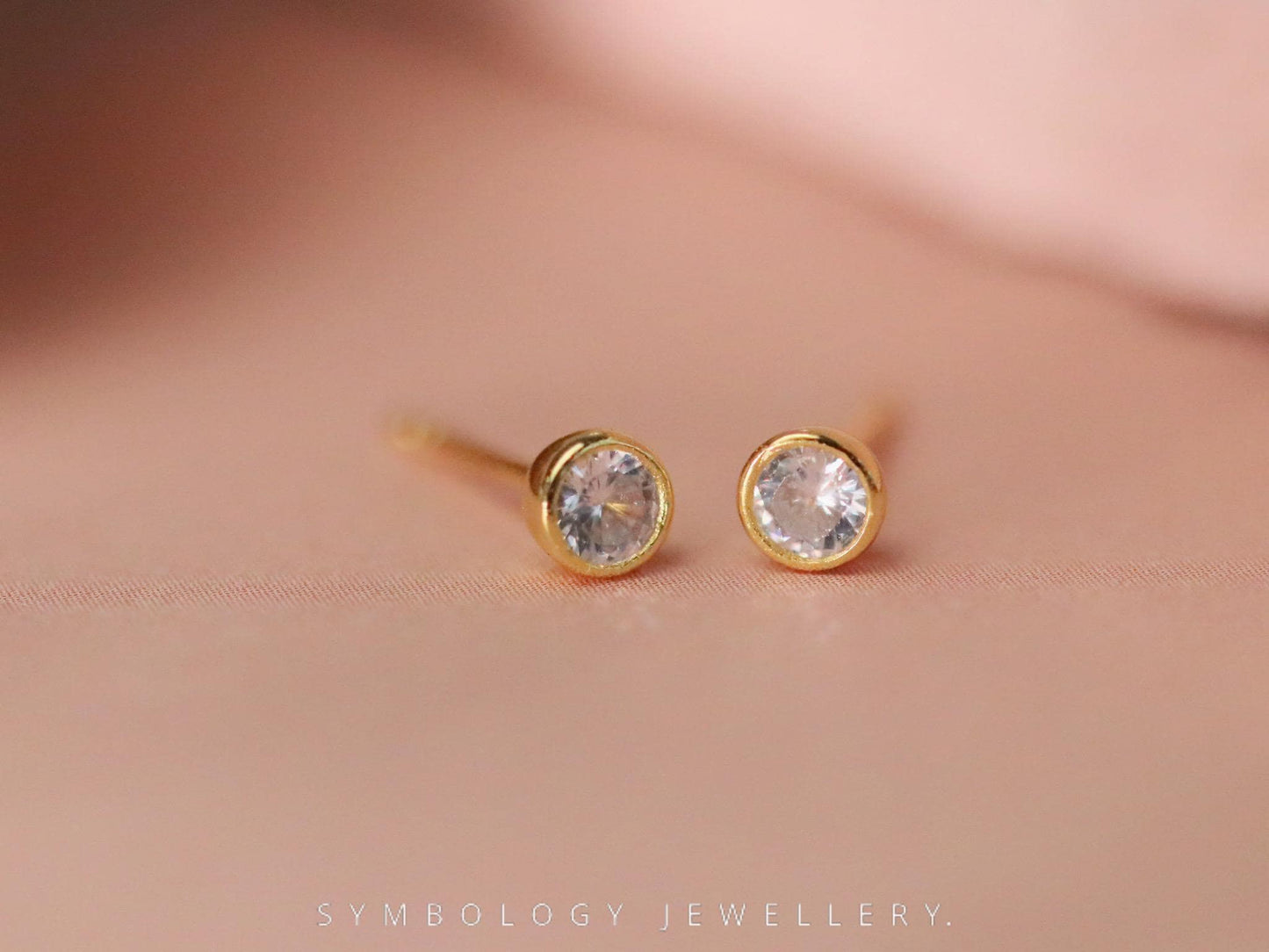 April Birthstone Earrings, 925 Silver Crystal Studs Earrings, Birthday Day Gift for Her, Minimalist Children's Earrings, Custom Jewellery