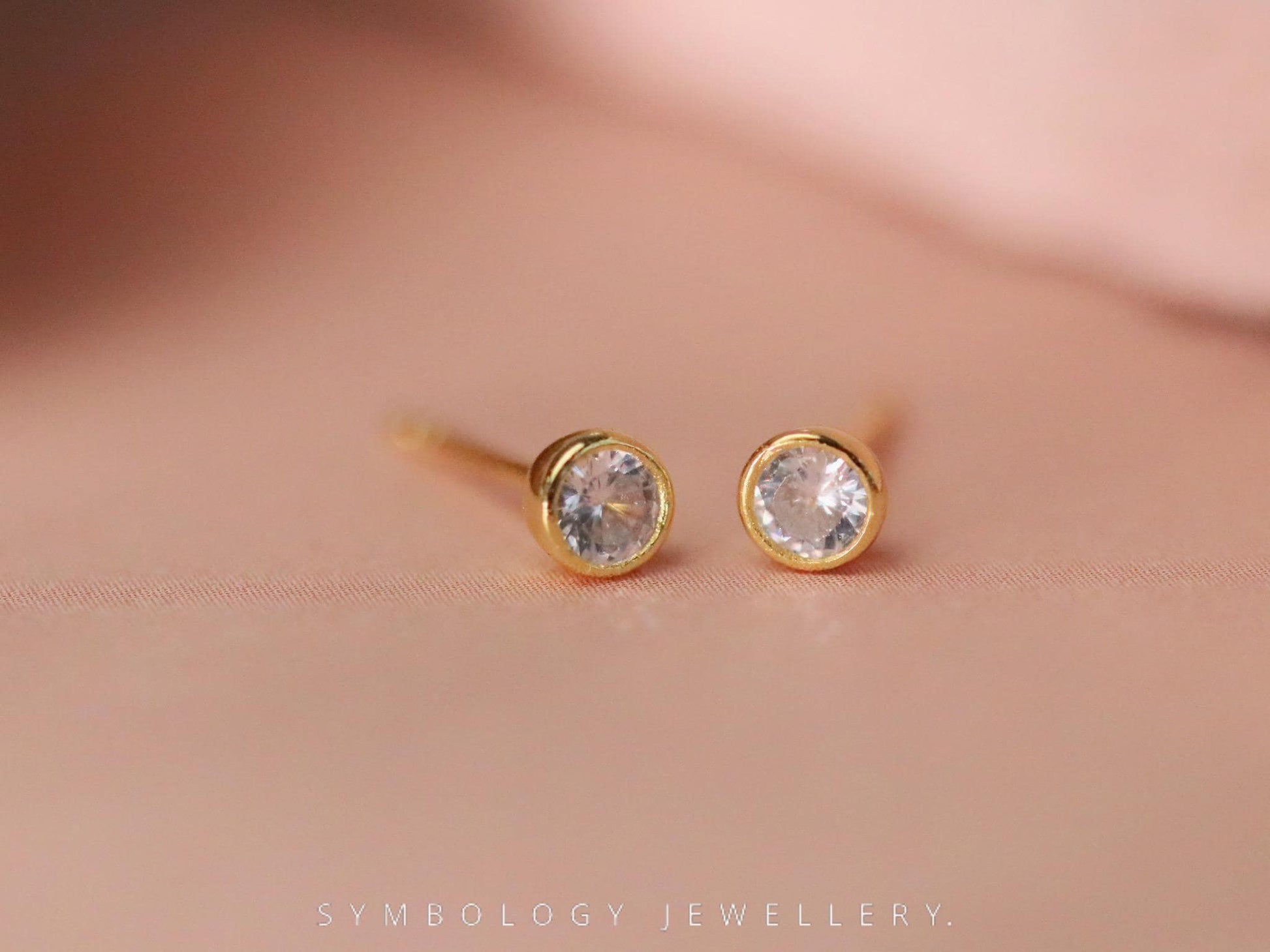 April Birthstone Earrings, 925 Silver Crystal Studs Earrings, Birthday Day Gift for Her, Minimalist Children's Earrings, Custom Jewellery