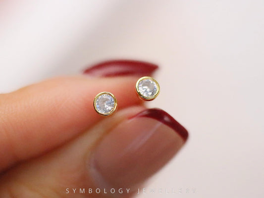 April Birthstone Earrings, 925 Silver Crystal Studs Earrings, Birthday Day Gift for Her, Minimalist Children's Earrings, Custom Jewellery