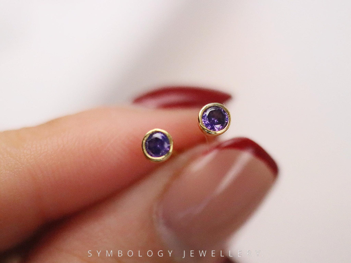 Sterling Silver Alexandrite Studs, June Birthstone Gift for Her, Everyday Earrings for Women, Minimalist Jewellery, Personalised Earrings