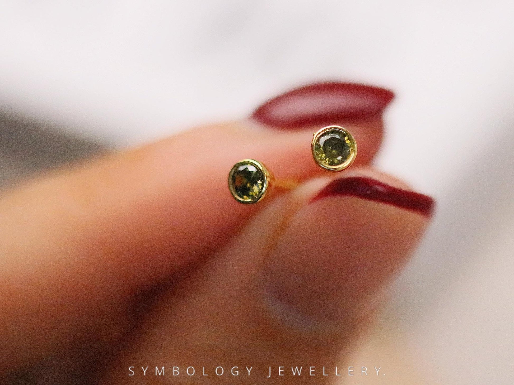 925 Silver August Birthstone Studs, Peridot Earrings for Women, Minimalist Jewellery, Personalised Earrings, Custom Birthday Gift for Her