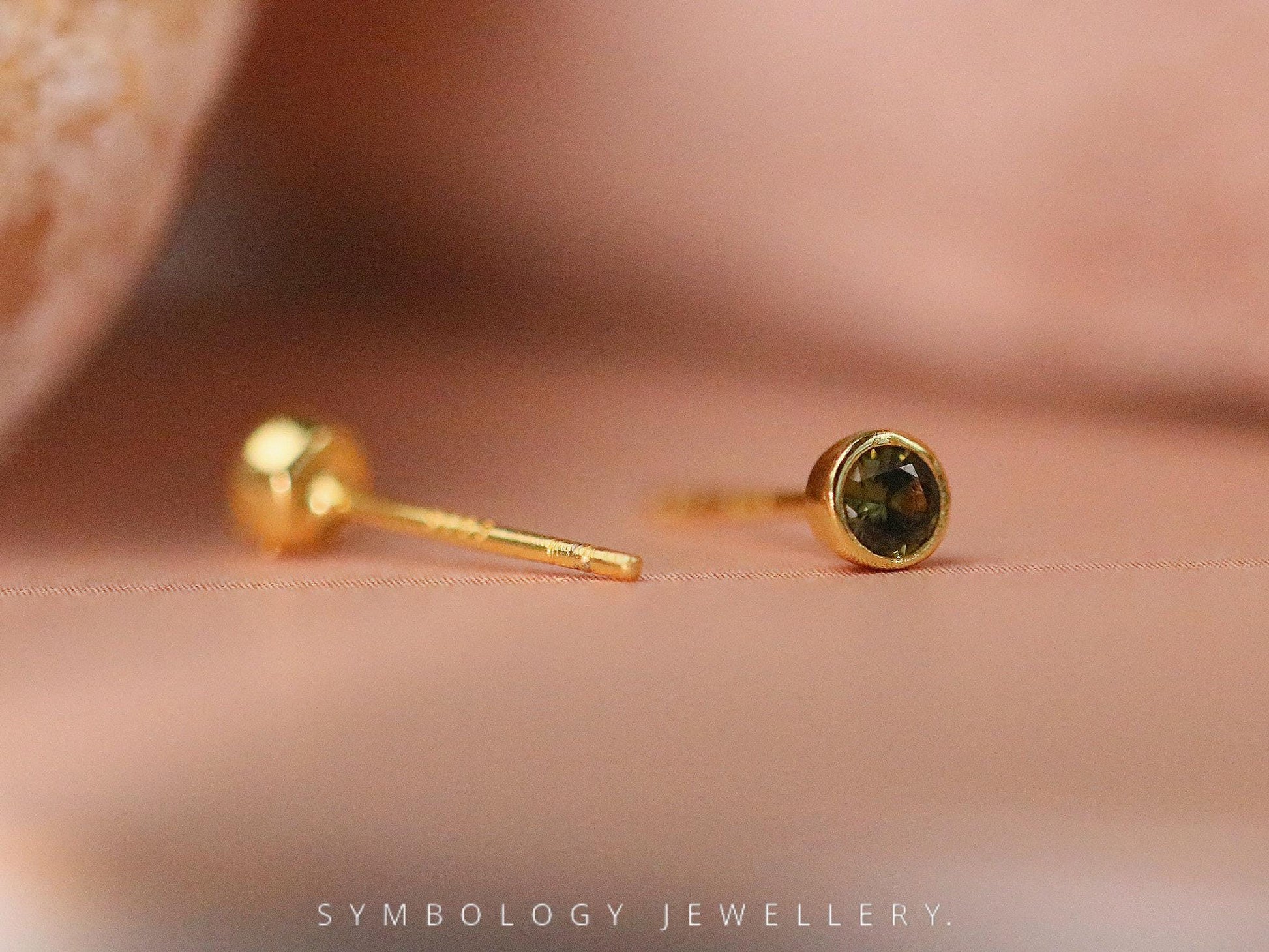 925 Silver August Birthstone Studs, Peridot Earrings for Women, Minimalist Jewellery, Personalised Earrings, Custom Birthday Gift for Her