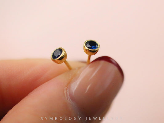 September Birthstone Studs, Sapphire Earrings for Women, Minimalist Jewellery, Personalised Blue Crystal Earrings, Birthday Gift for Her