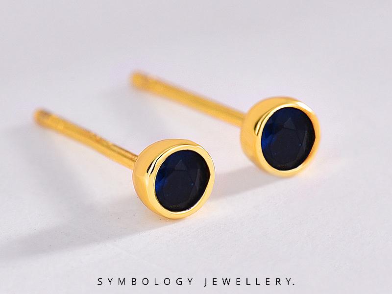 September Birthstone Studs, Sapphire Earrings for Women, Minimalist Jewellery, Personalised Blue Crystal Earrings, Birthday Gift for Her