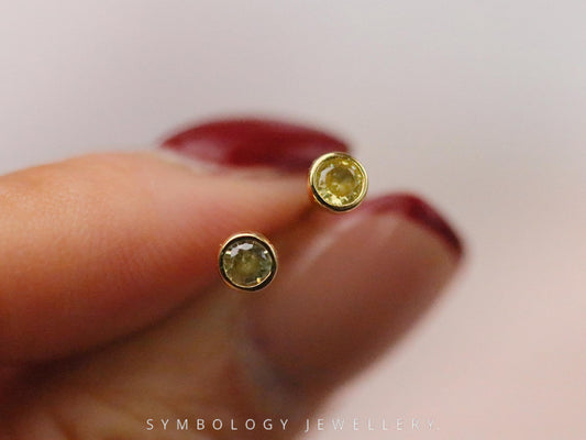 November Birthstone Studs, Topaz Crystal Earrings Women, Minimalist Personalised Earrings, Birthday Gift for Her, Custom Handmade Jewellery